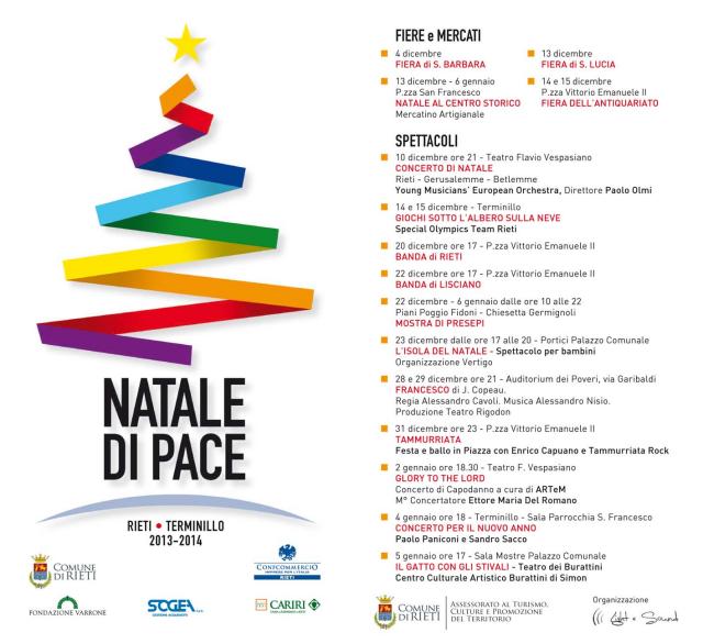 Natale Di Pace.Il Programma Degli Eventi In Programma In Citta Durante Le Festivita Natalizie Comune Di Rieti